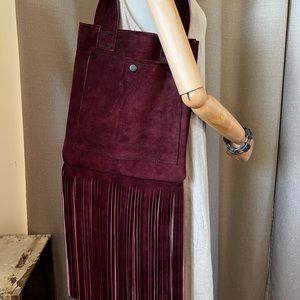 Handmade Suede Fringe Tote Bag